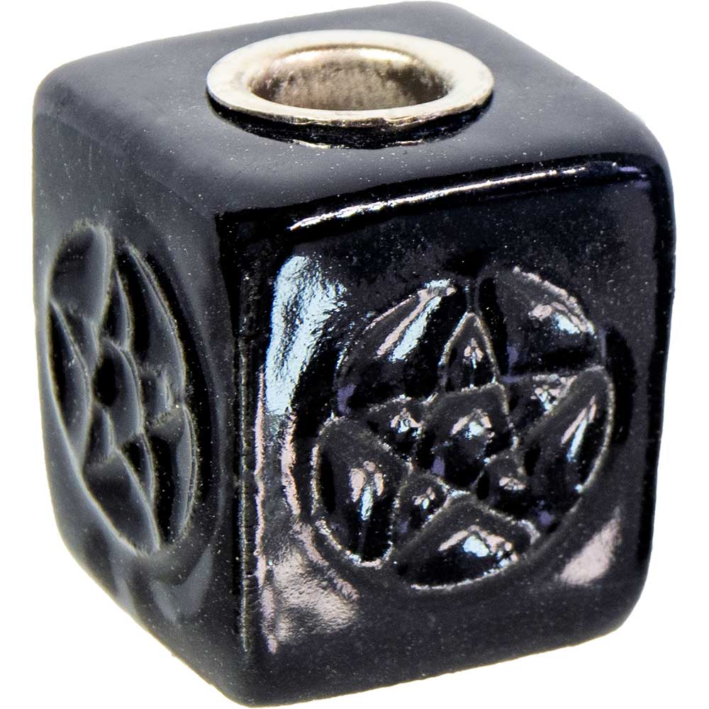 cube chime candle holder black with pentacle
