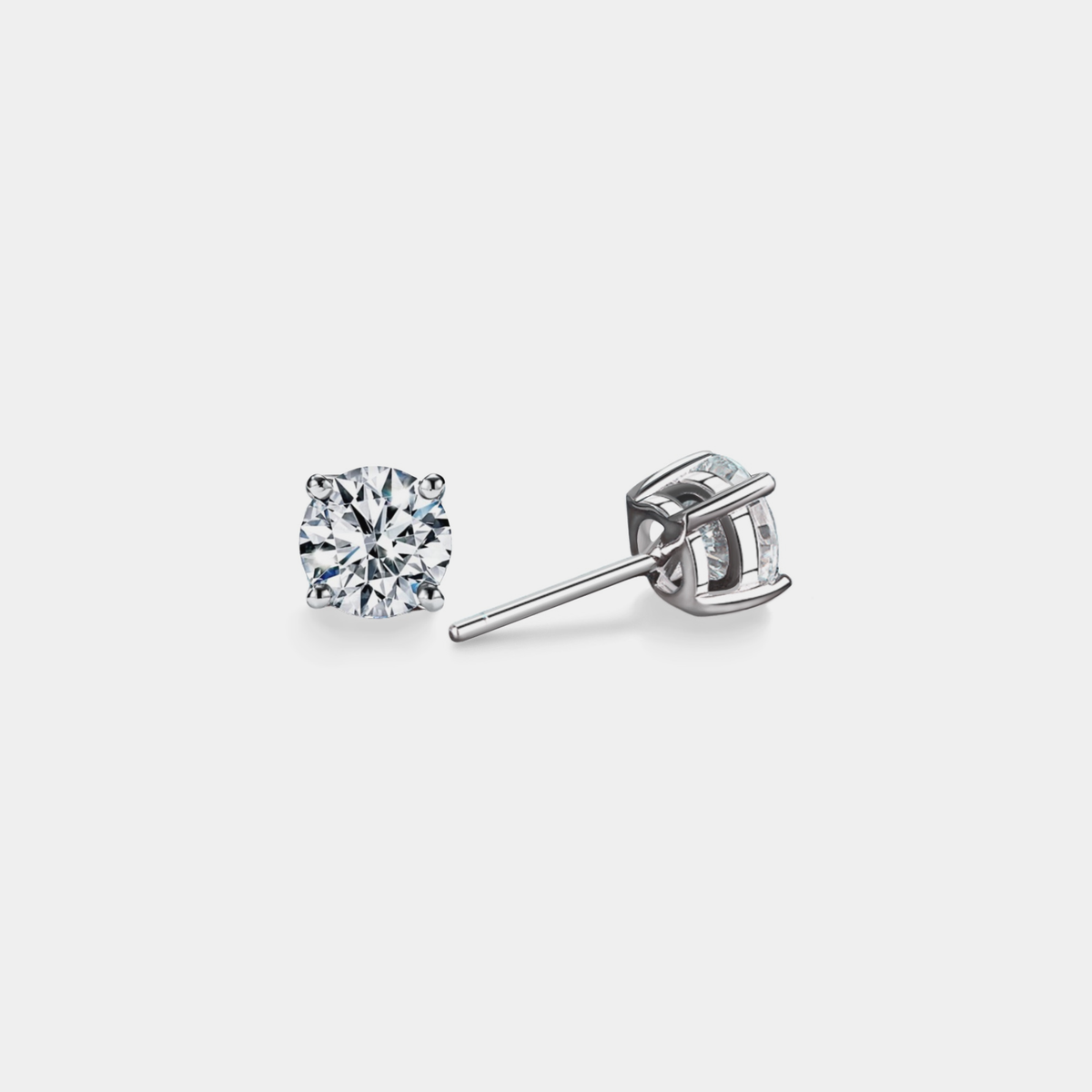 Earrings - Four-Prong Moissanite Stud Sterling Silver
