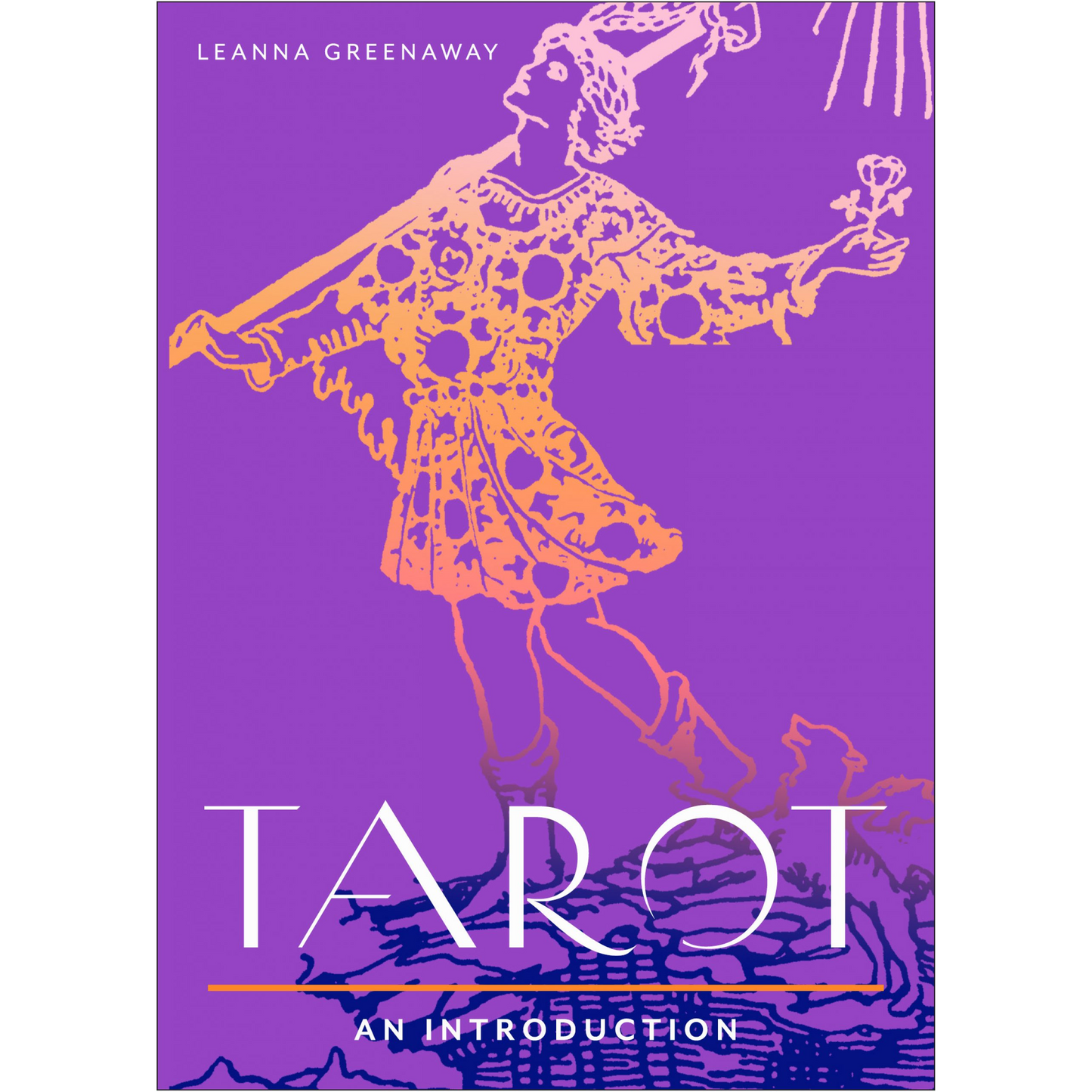 Book cover of 'Tarot: An Introduction' by Leanna Greenaway with a stylized illustration of a figure on a purple background.