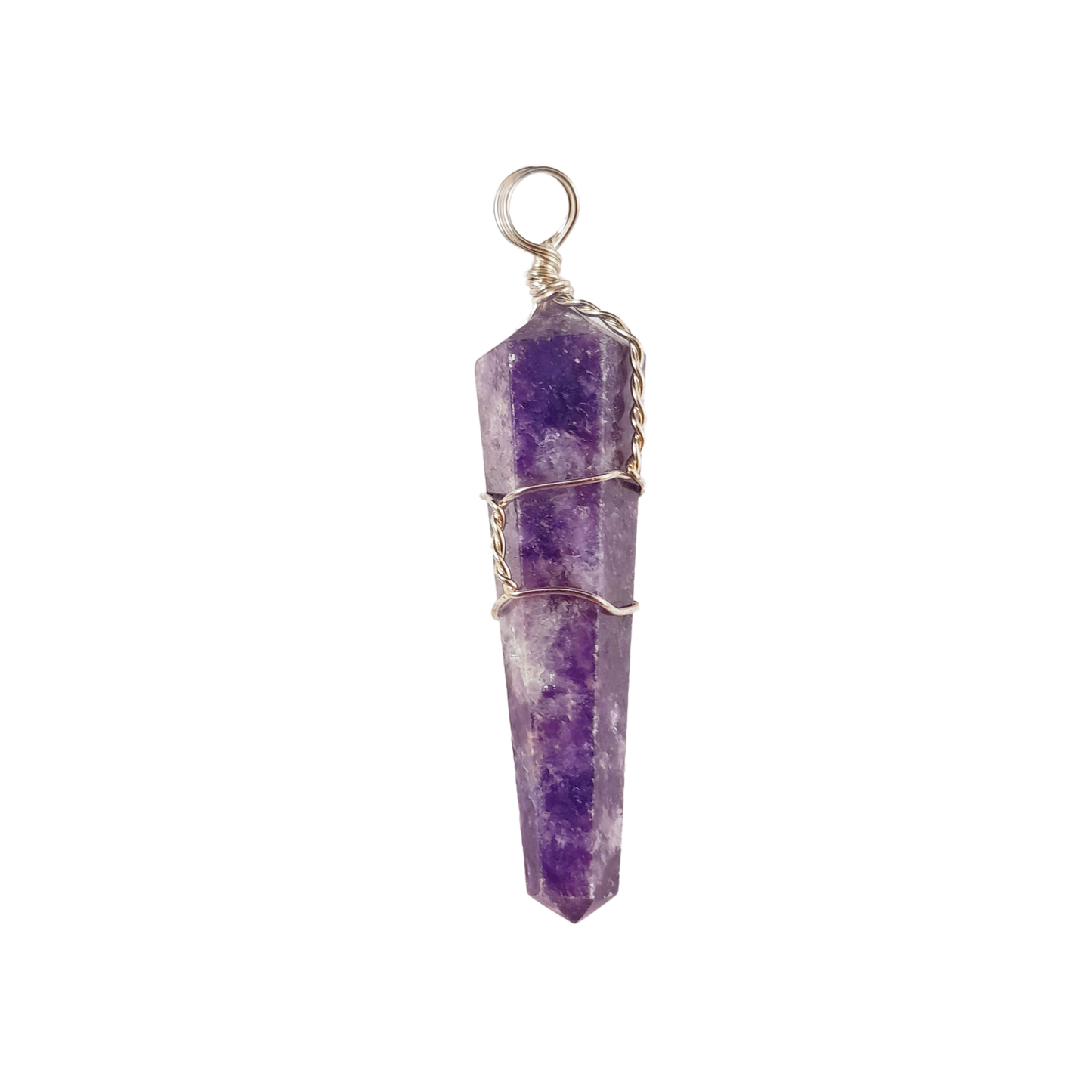lepidolite wire wrapped pendant