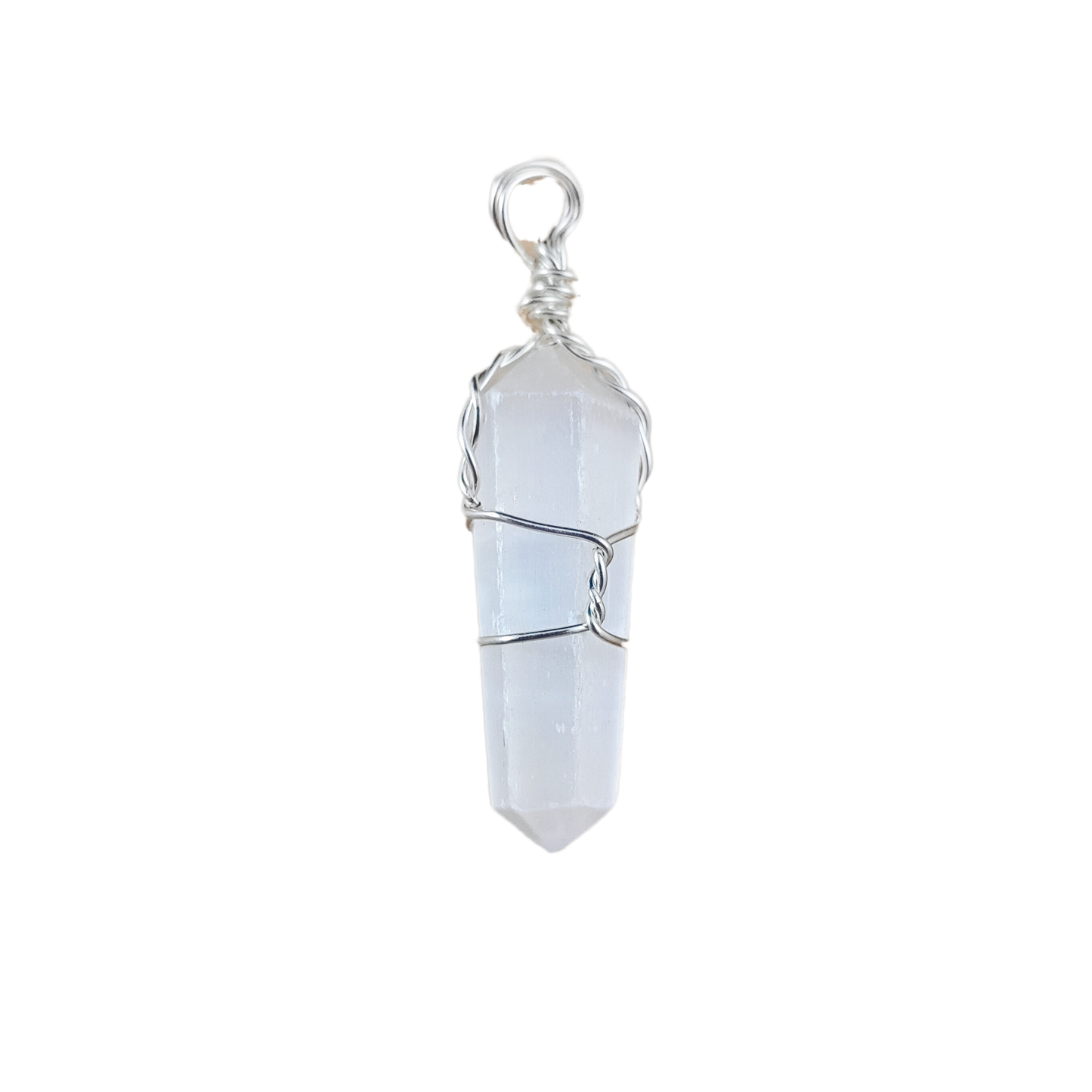 selenite wire-wrapped pendant