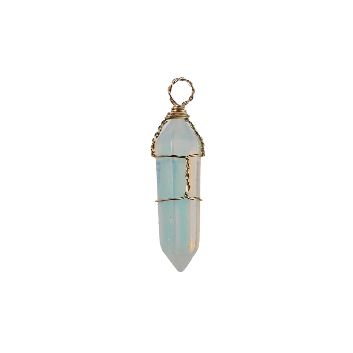 opalite wire-wrapped pendant
