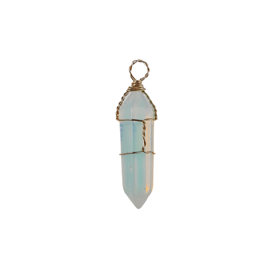 opalite wire-wrapped pendant
