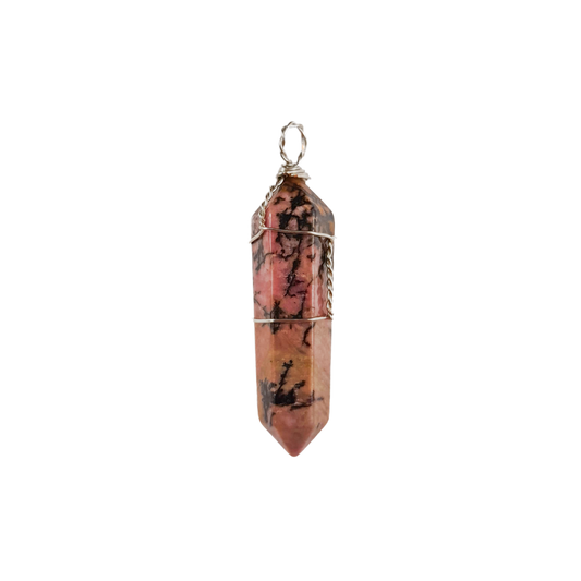 rhodonite wire wrapped pendant