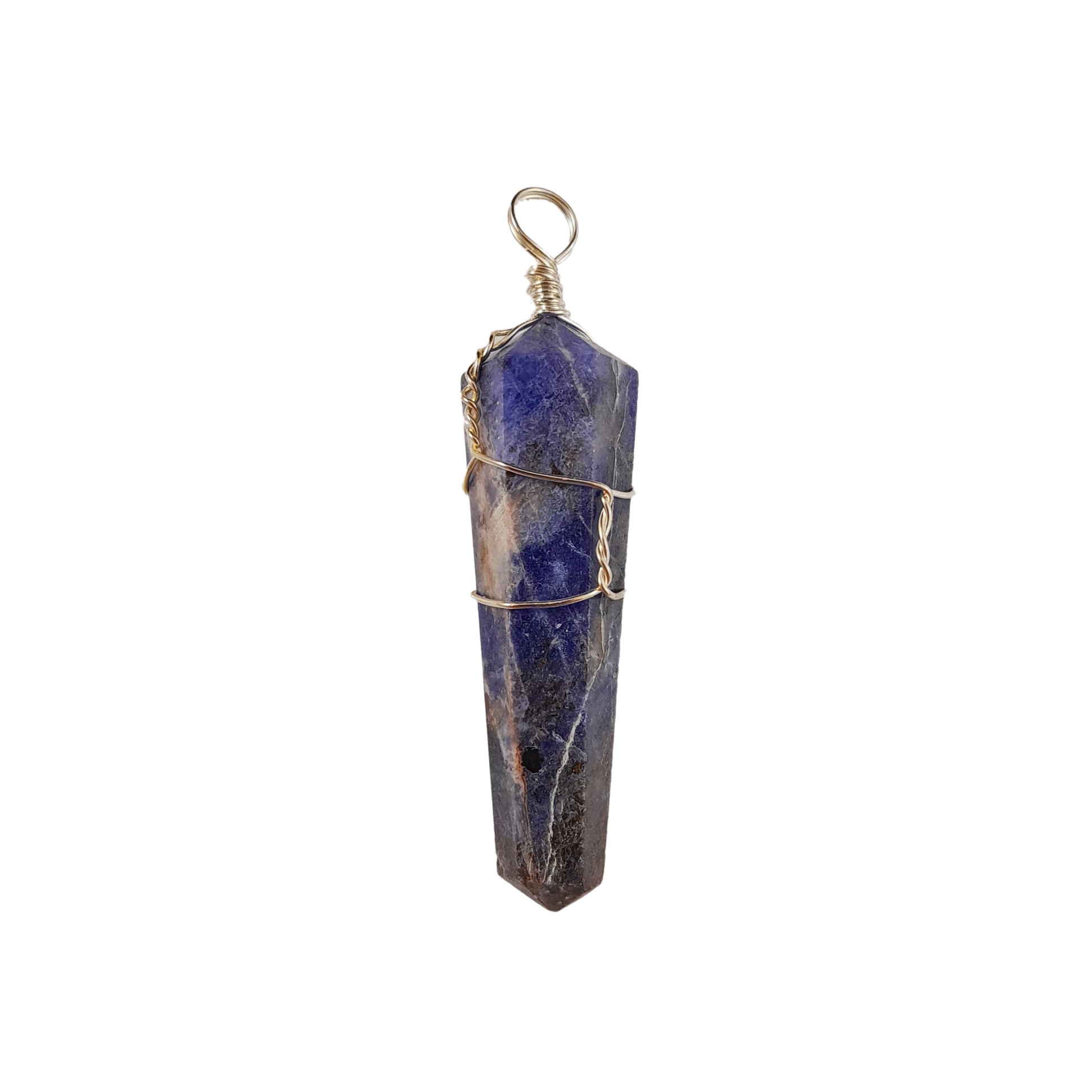 sodalite wire wrapped pendant