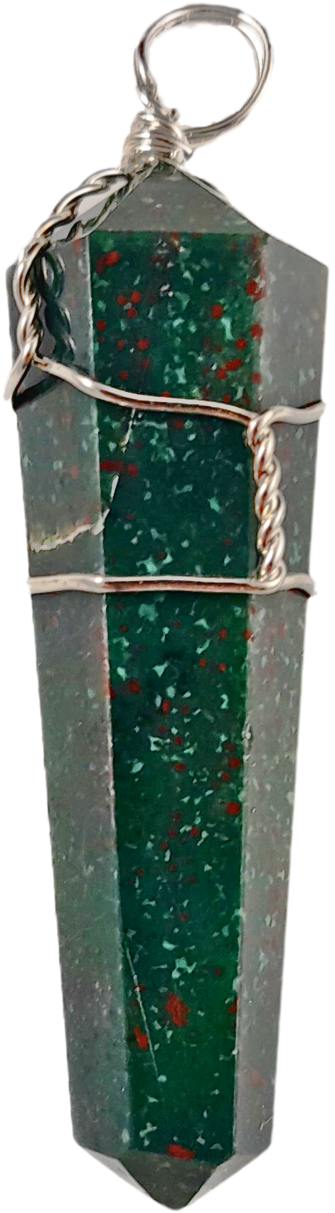 bloodstone wire wrapped pendant