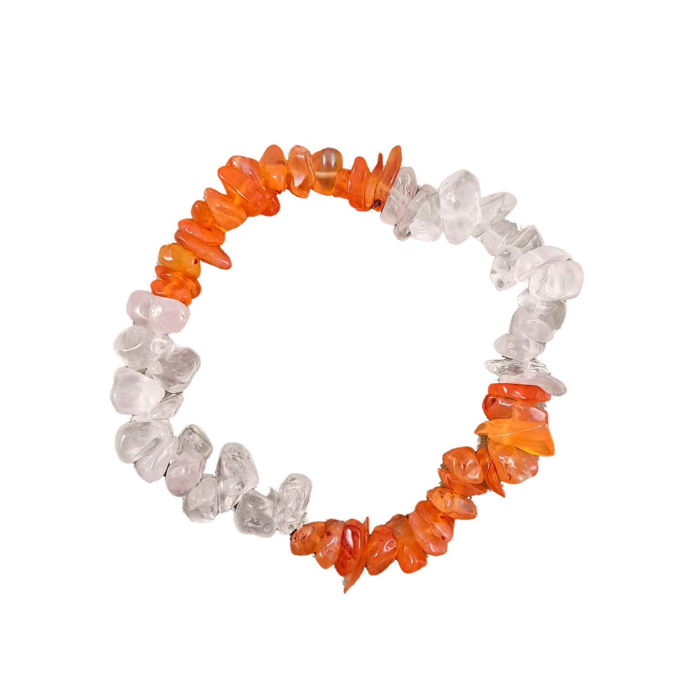 rose quartz & carnelian chip bracelet