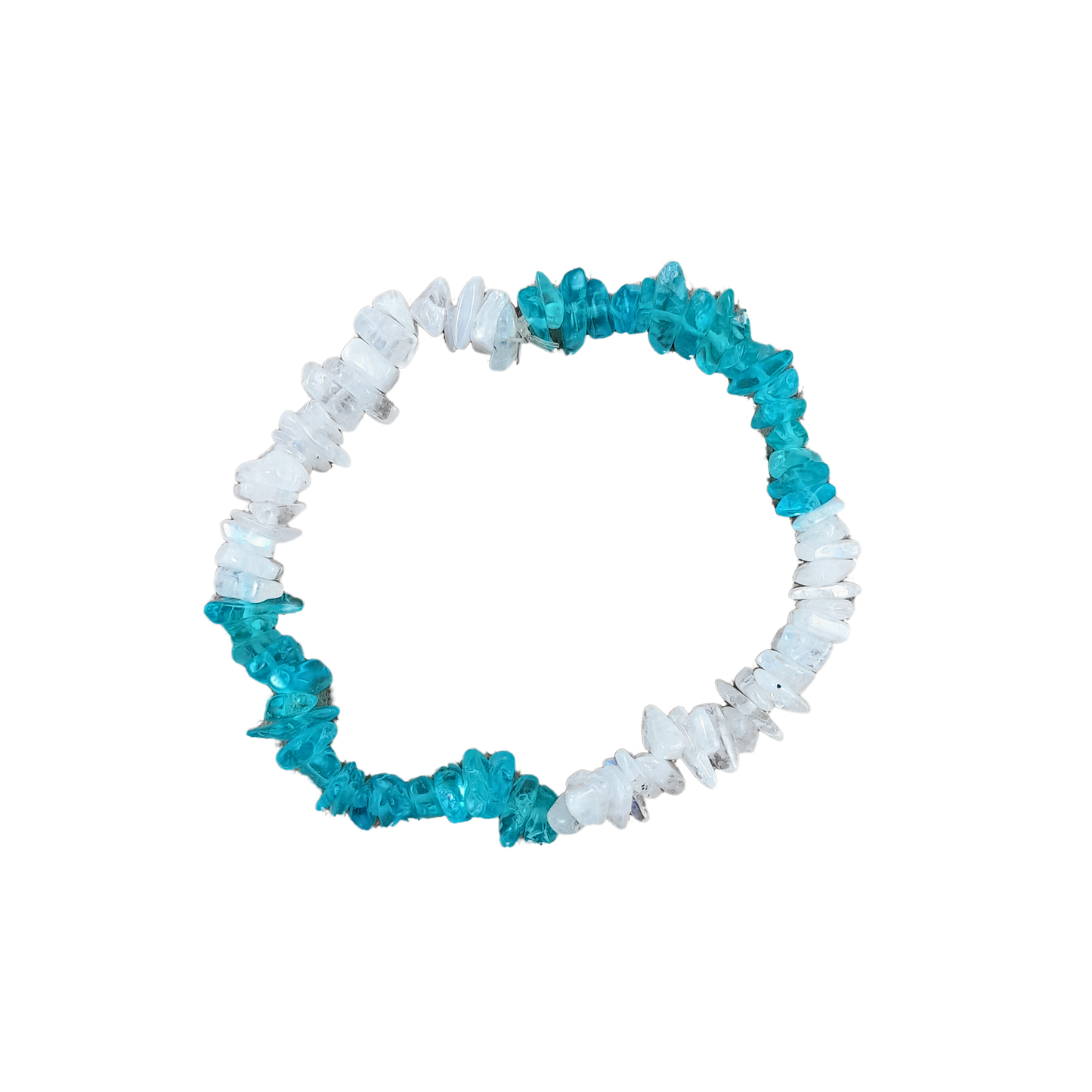 apatite & rainbow moonstone chip bracelet