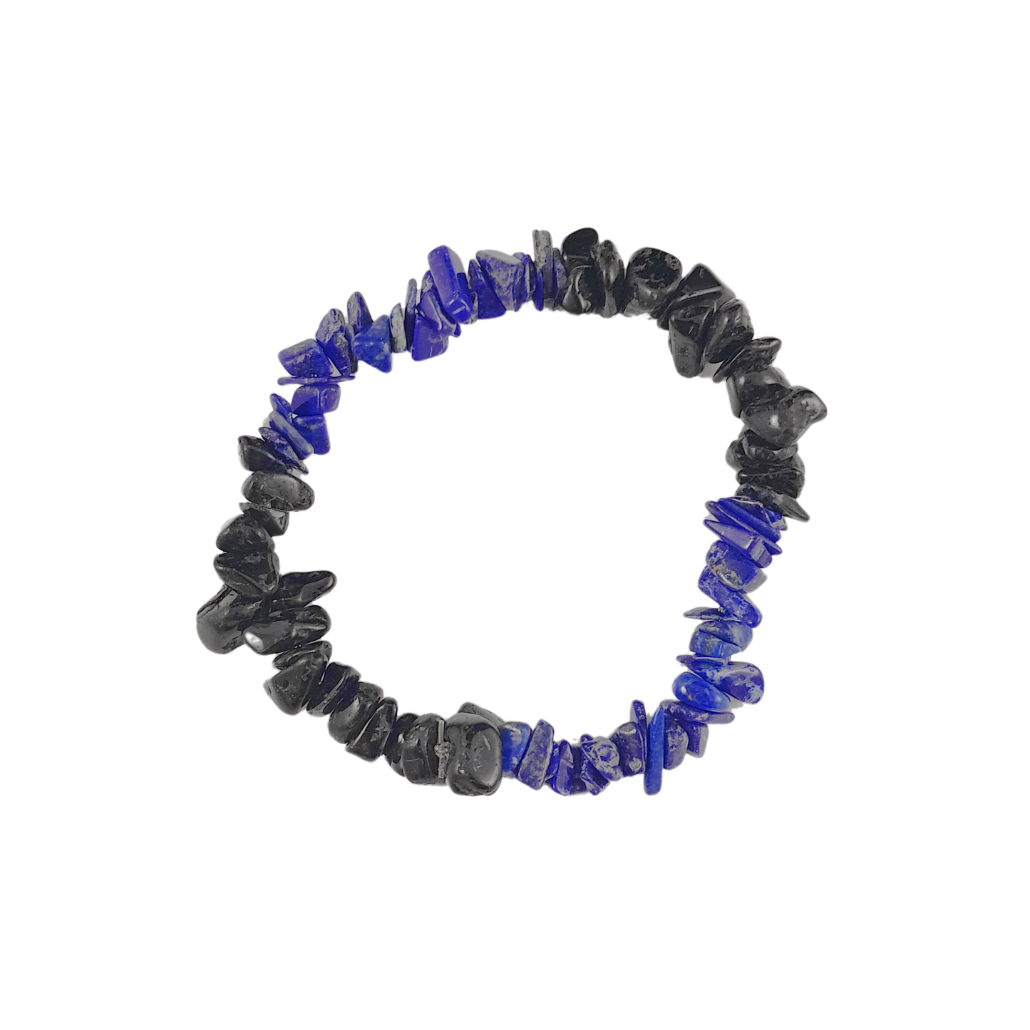 lapis & black tourmaline chip bracelet