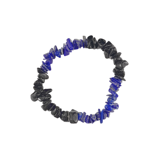 lapis & black tourmaline chip bracelet