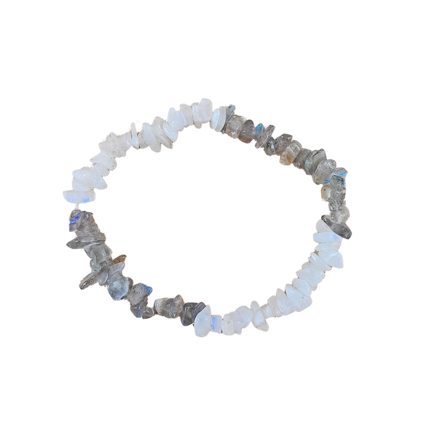 rainbow moonstone and labradorite chip bracelet