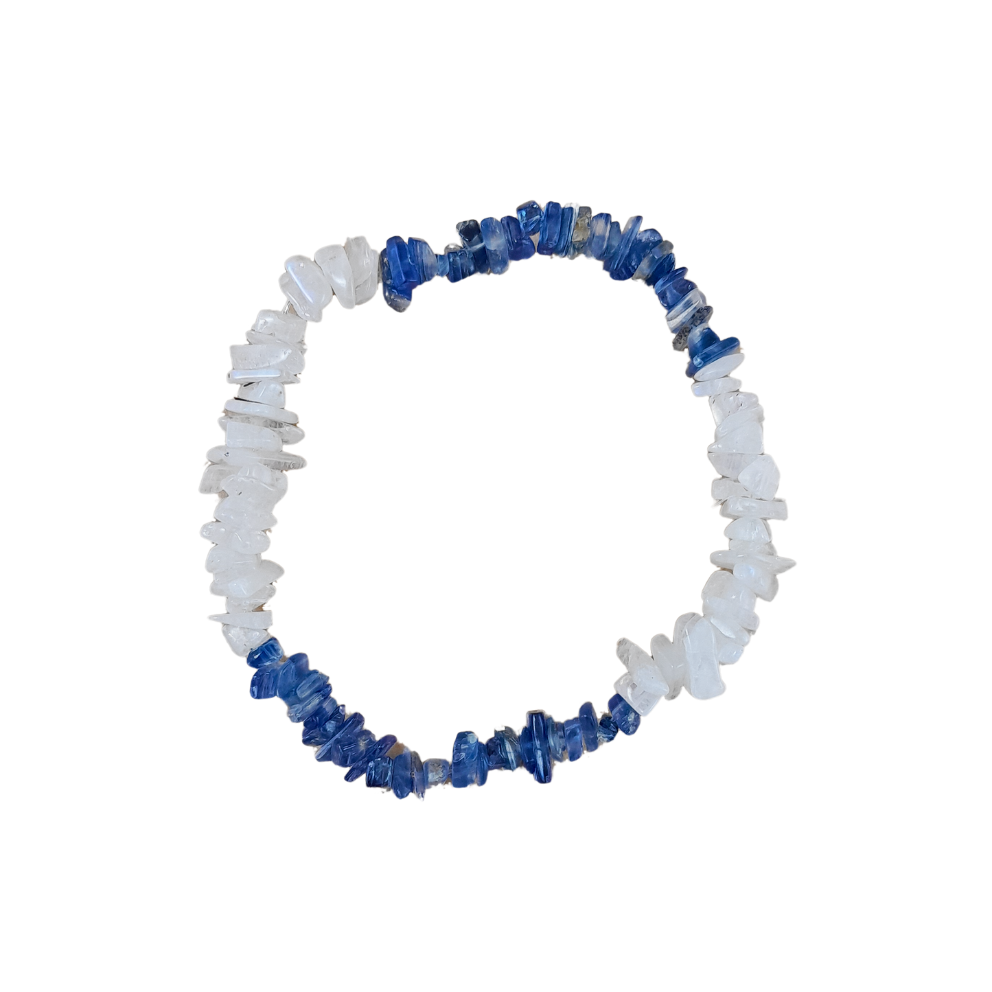 kyanite and rainbow moonstone chip bracelet