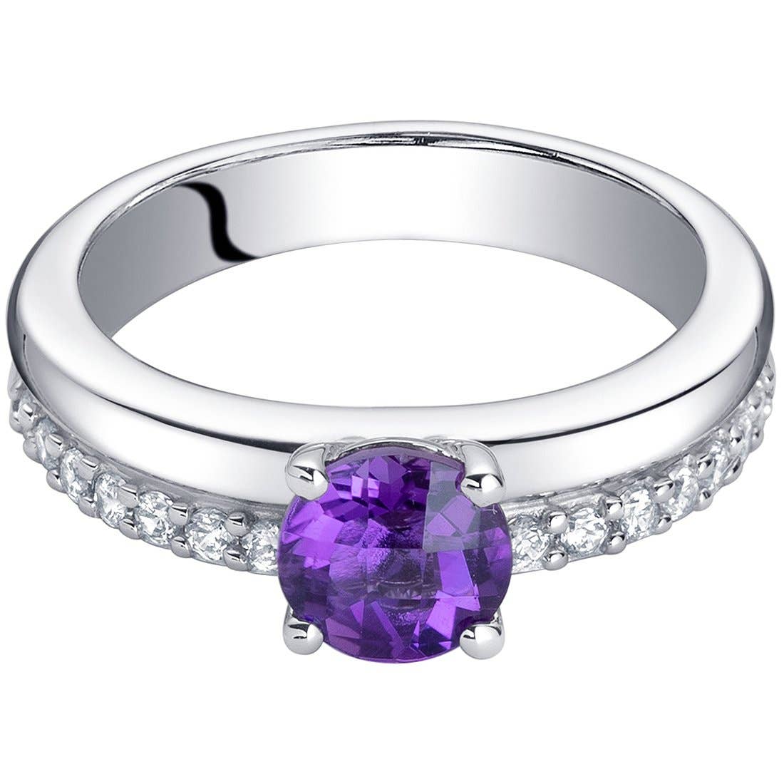 Ring - Amethyst Round Cut Sterling Silver