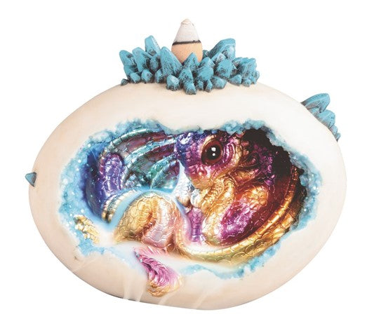Backflow Incense Burner - Pink Dragon in Egg Shell LED