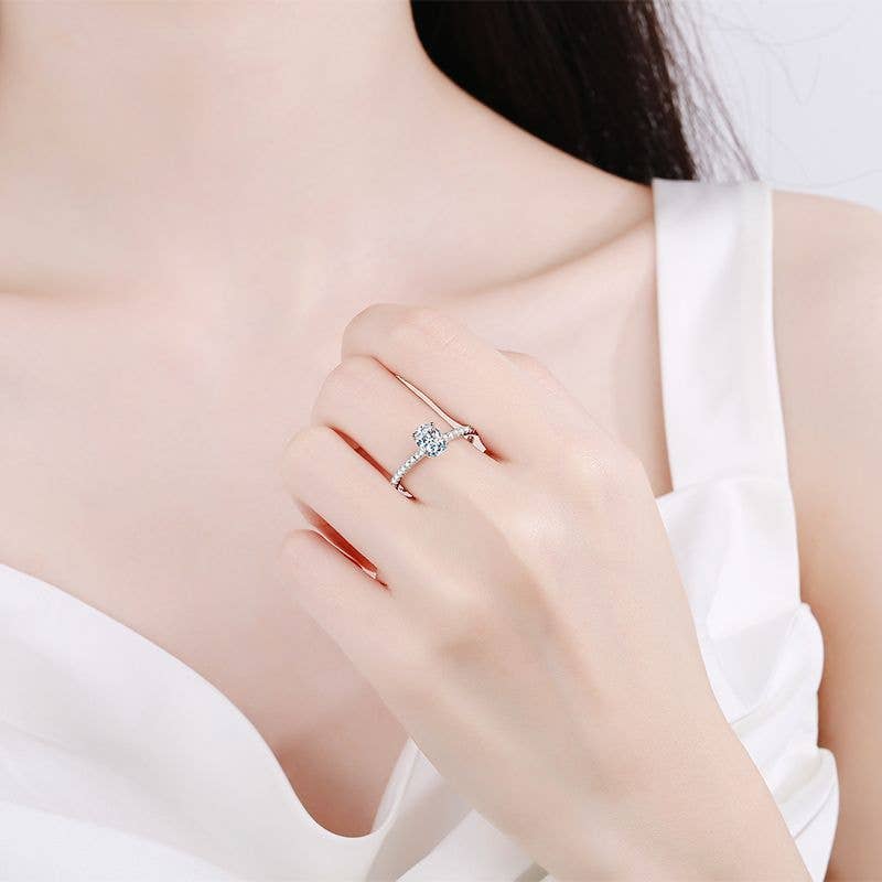 Ring - Oval Moissanite Pave Sterling Silver