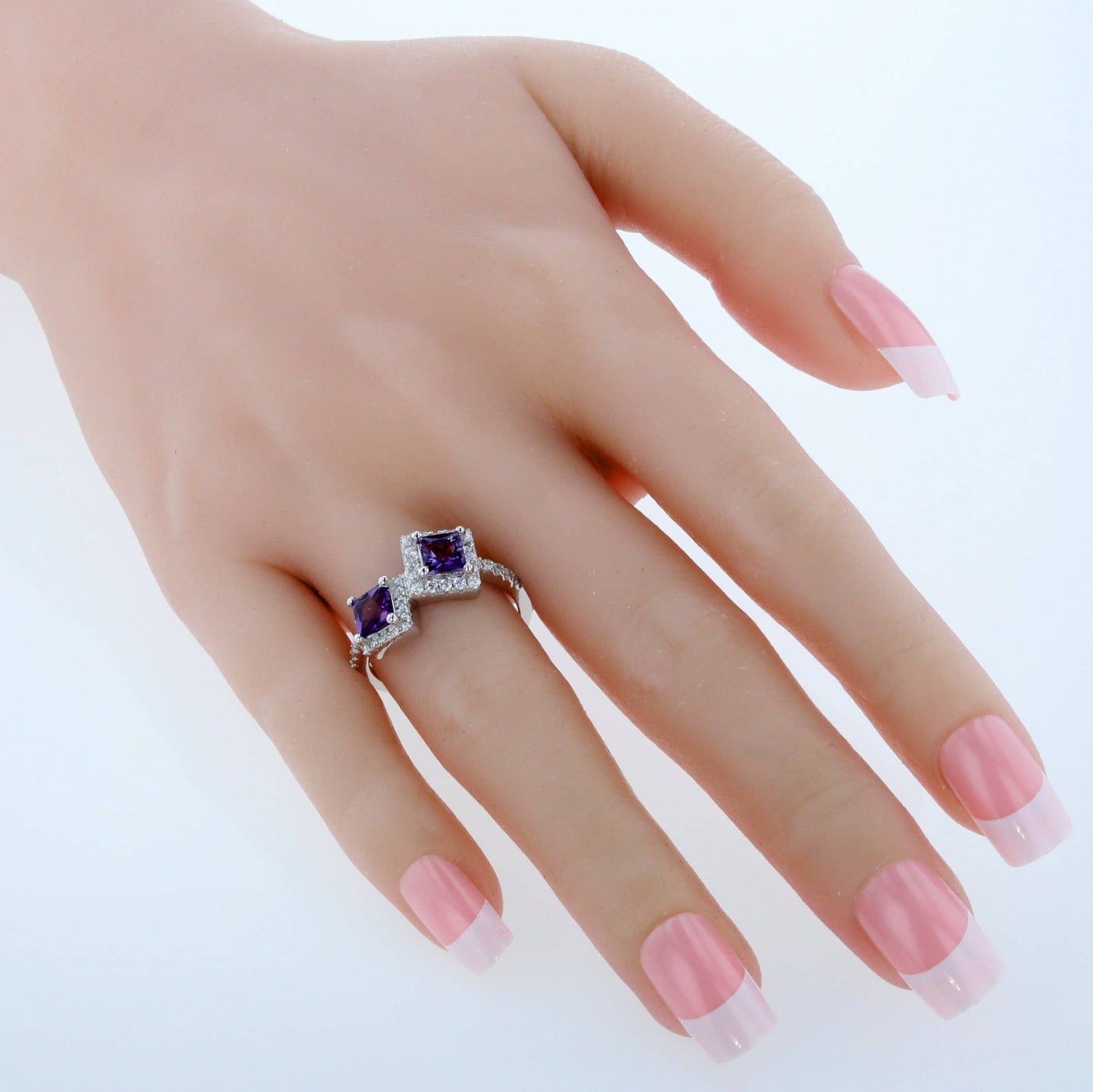 Ring - Amethyst Princess Cut Sterling Silver