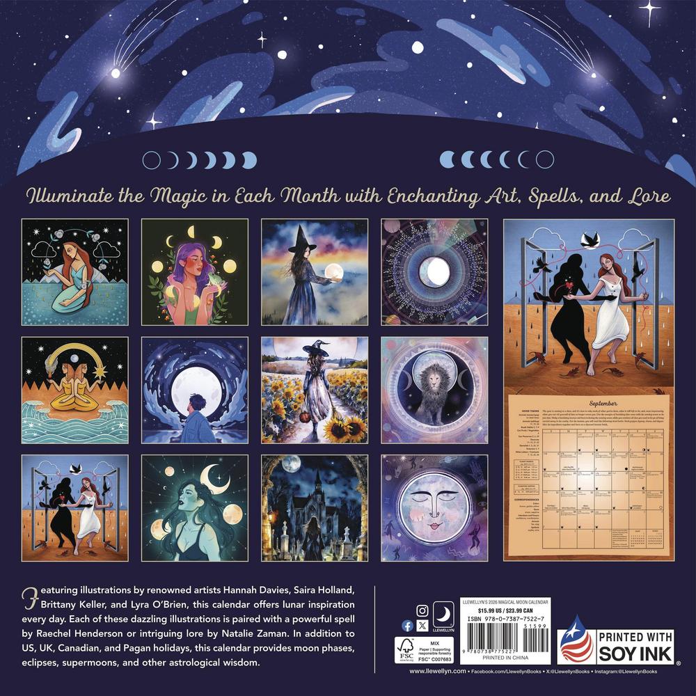 Llewellyn's 2026 Magical Moon Calendar back