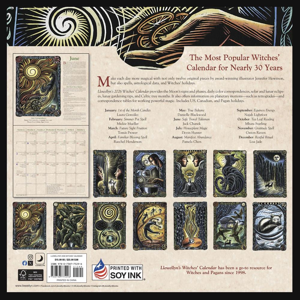 Llewellyn's 2026 Witches' Calendar back