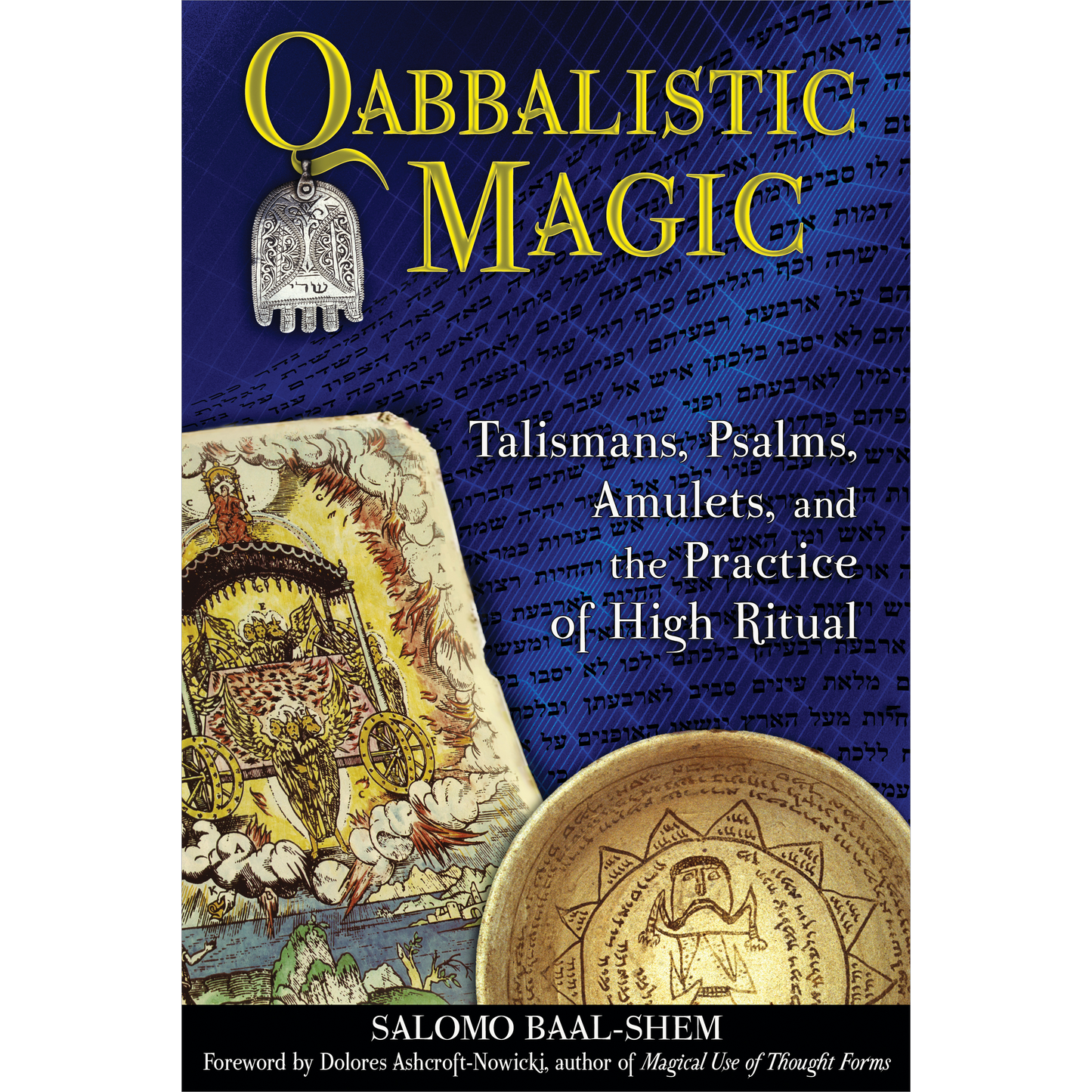 Book cover of 'Qabbalistic Magic' with magical symbols and text on a blue background