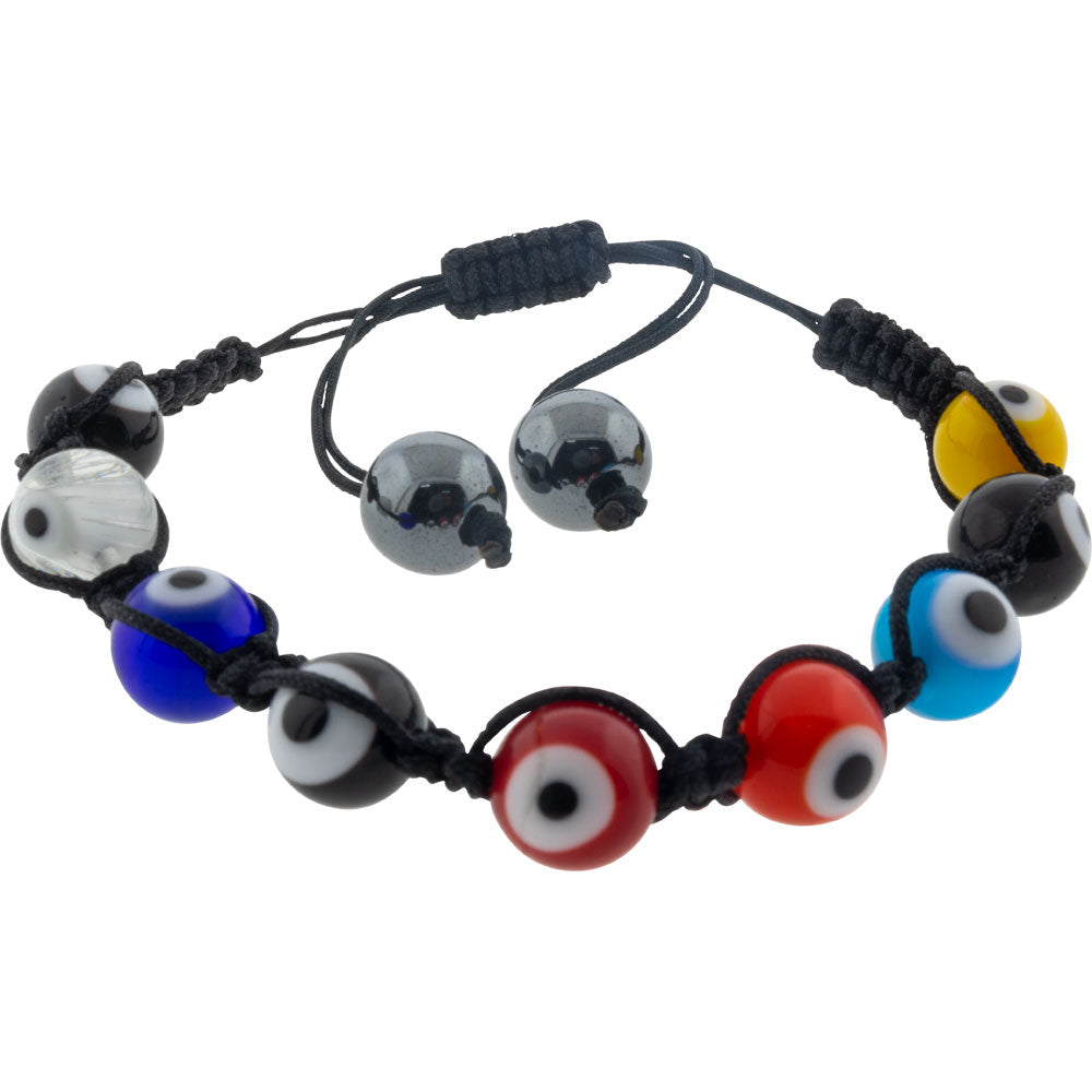 evil eye bracelet with multicolor beads