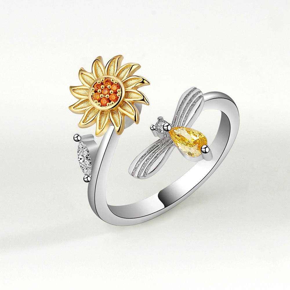Ring - Sunflower Anxiety Fidget Spinner Sterling Silver