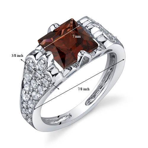 Ring - Garnet Princess Cut Sterling Silver