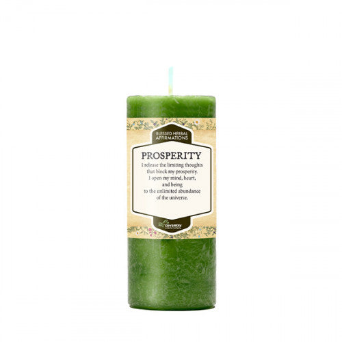 prosperity affirmation candle 2x4"
