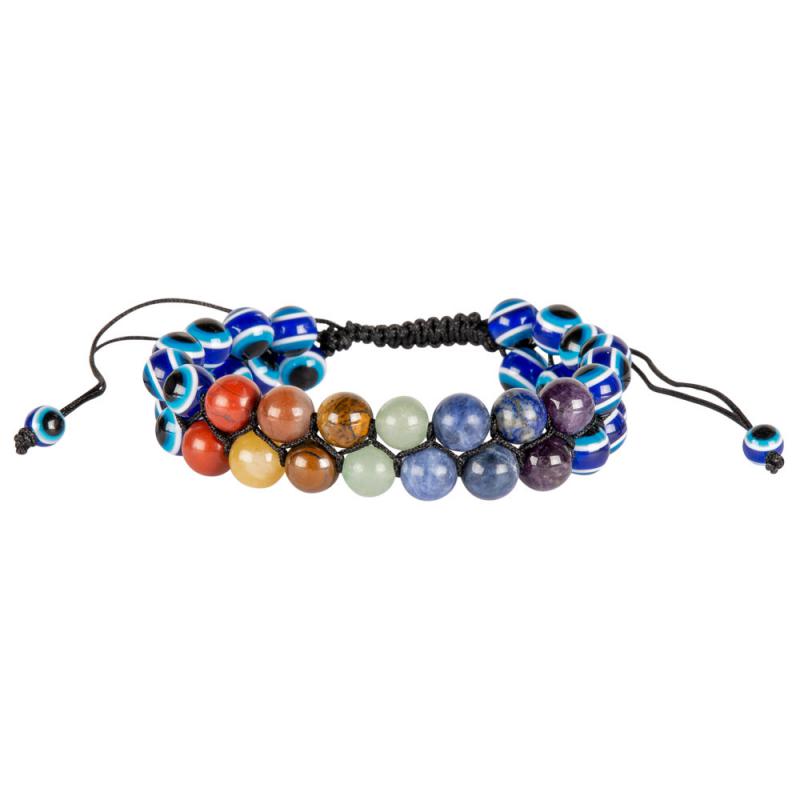 Adjustable 7 Chakra & Evil Eye Bracelet