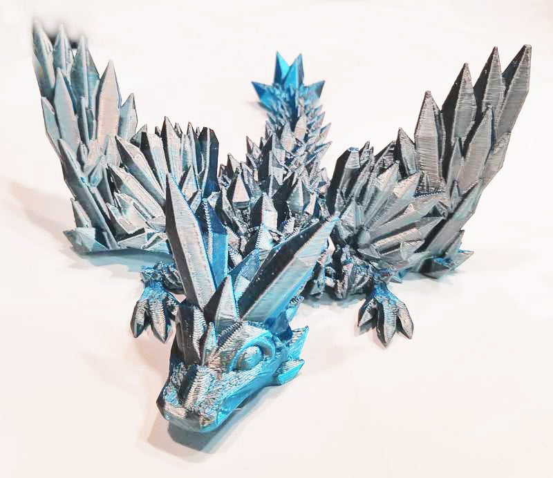 Aqua, silver shadow 3d dragon 5.5"x3"