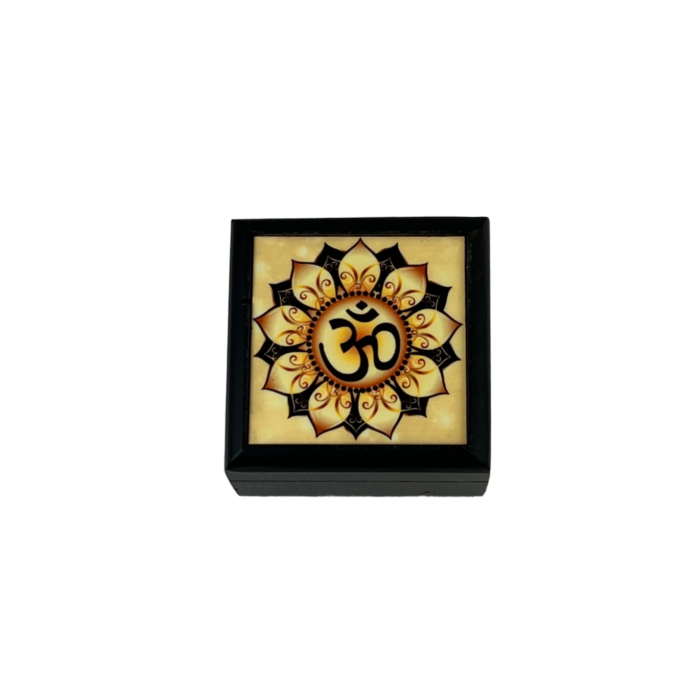 Om lotus 2" x 2" wood box