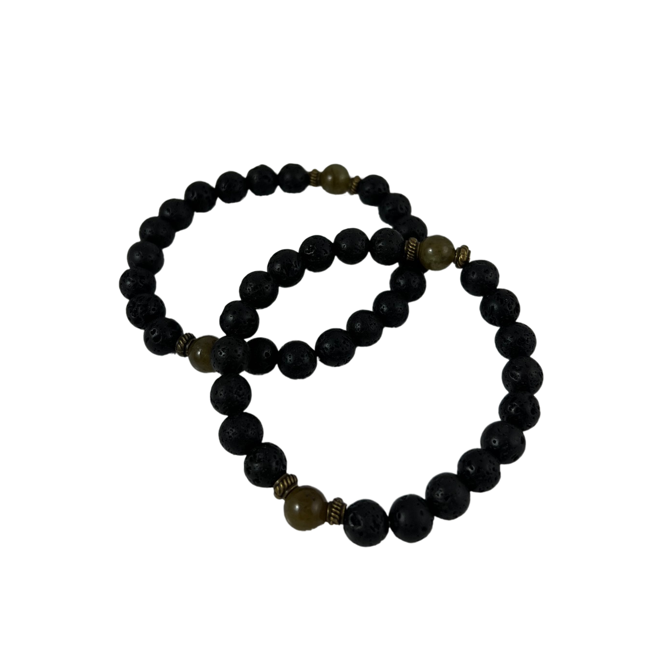 8mm bracelet with lava beads and 2 labradorite beads