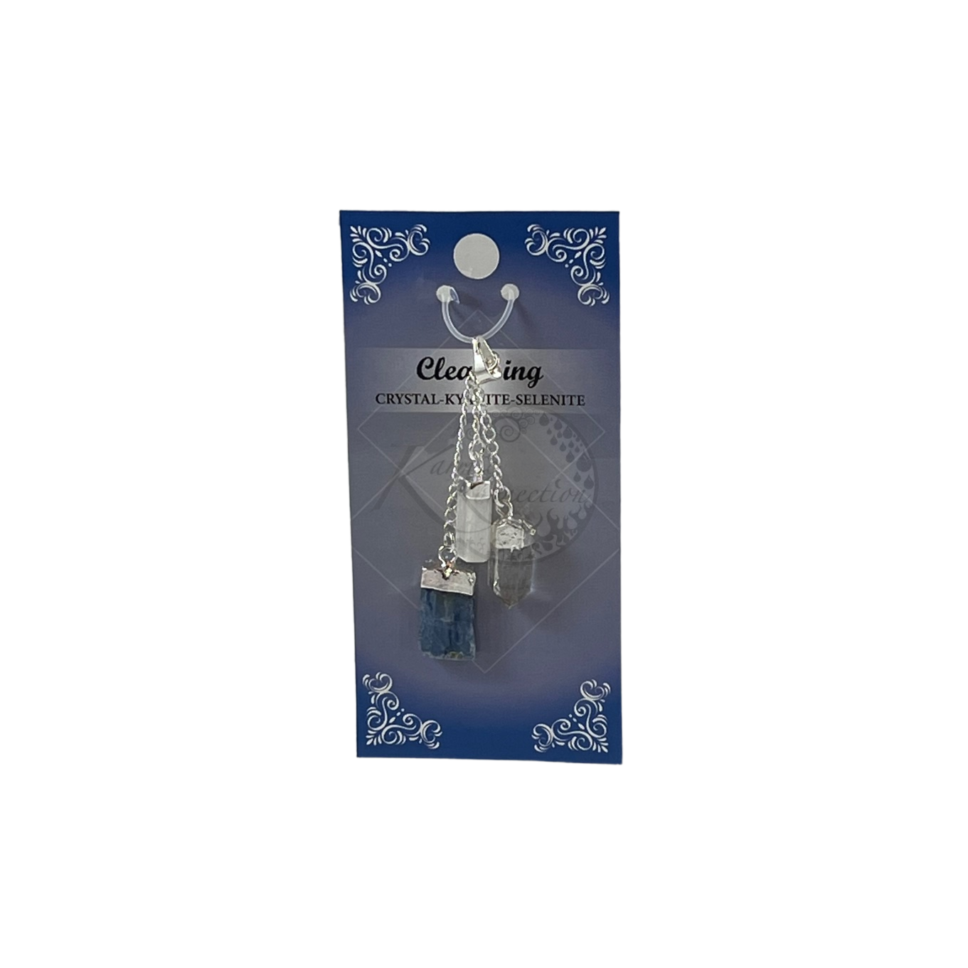 cleansing pendant. quartz, kyanite, selenite