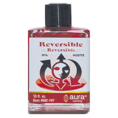 Bottle of Reversible oil with a white label on a white background