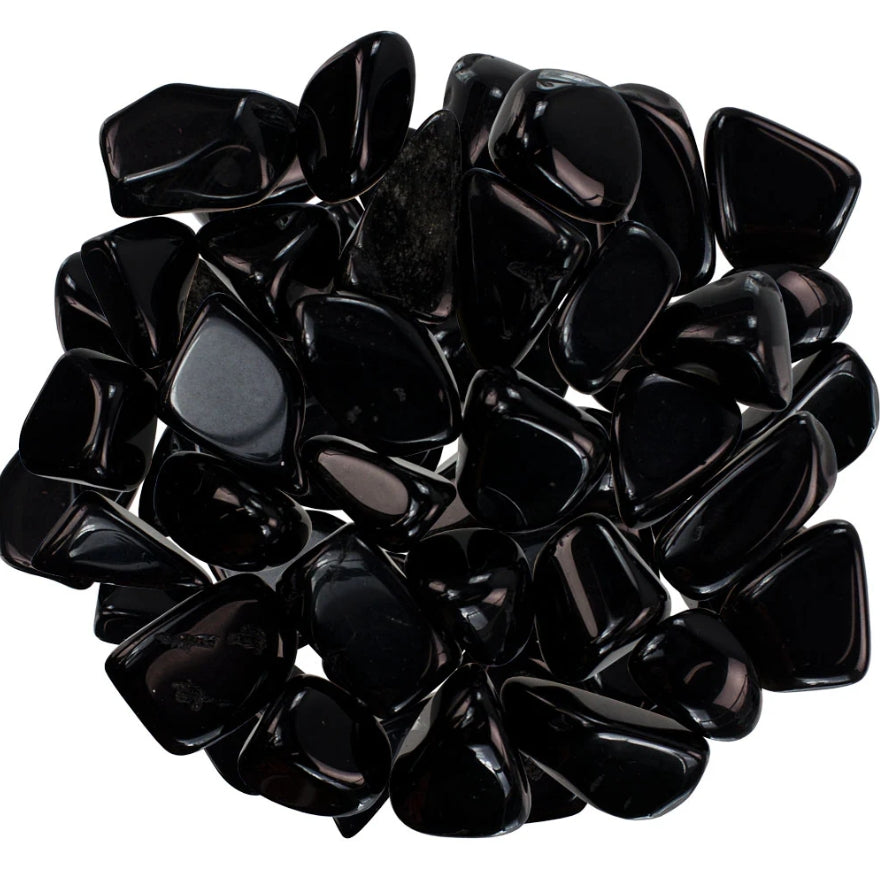black obsidian tumbled stone