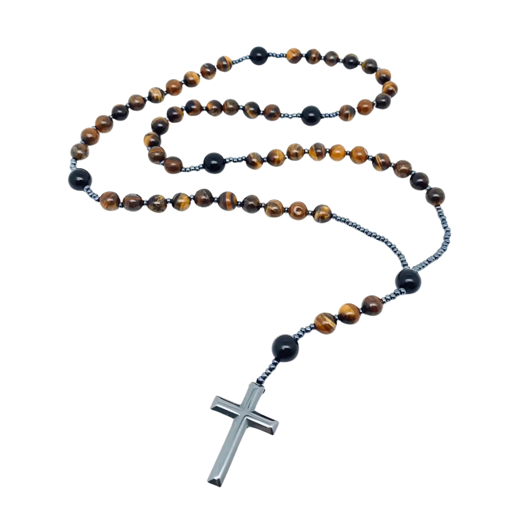 Rosary - Tiger Eye & Black Agate