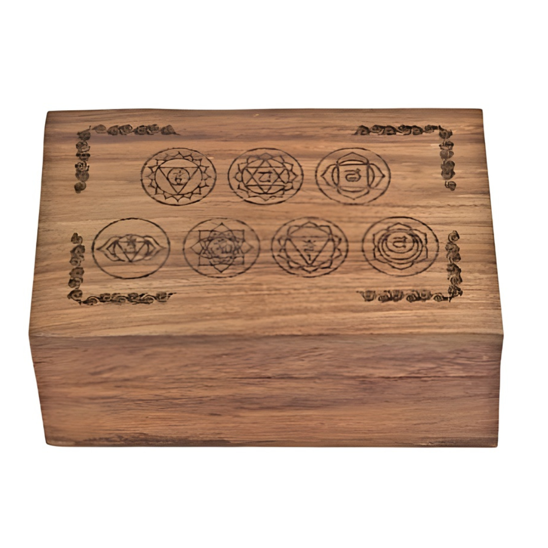 Seven Chakra Carved Wood Box