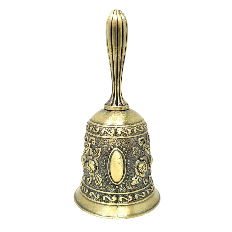 BRONZE ALTAR BELL WITH FLORAL DESIGN