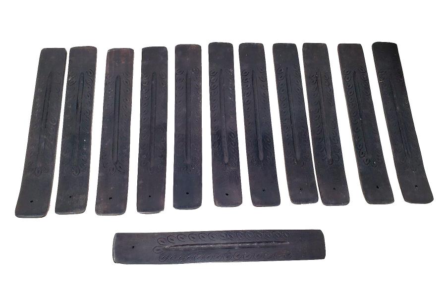 Black Carved Wooden Incense Sled