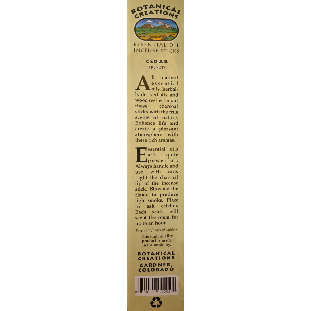 Botanical Creations: Cedar Essential Oil Incense Sticks