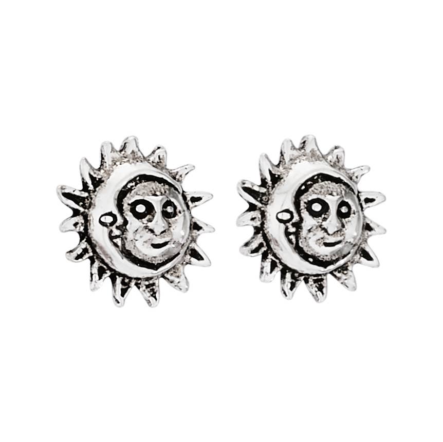 Earrings - Moon and Sun Sterling Silver Stud