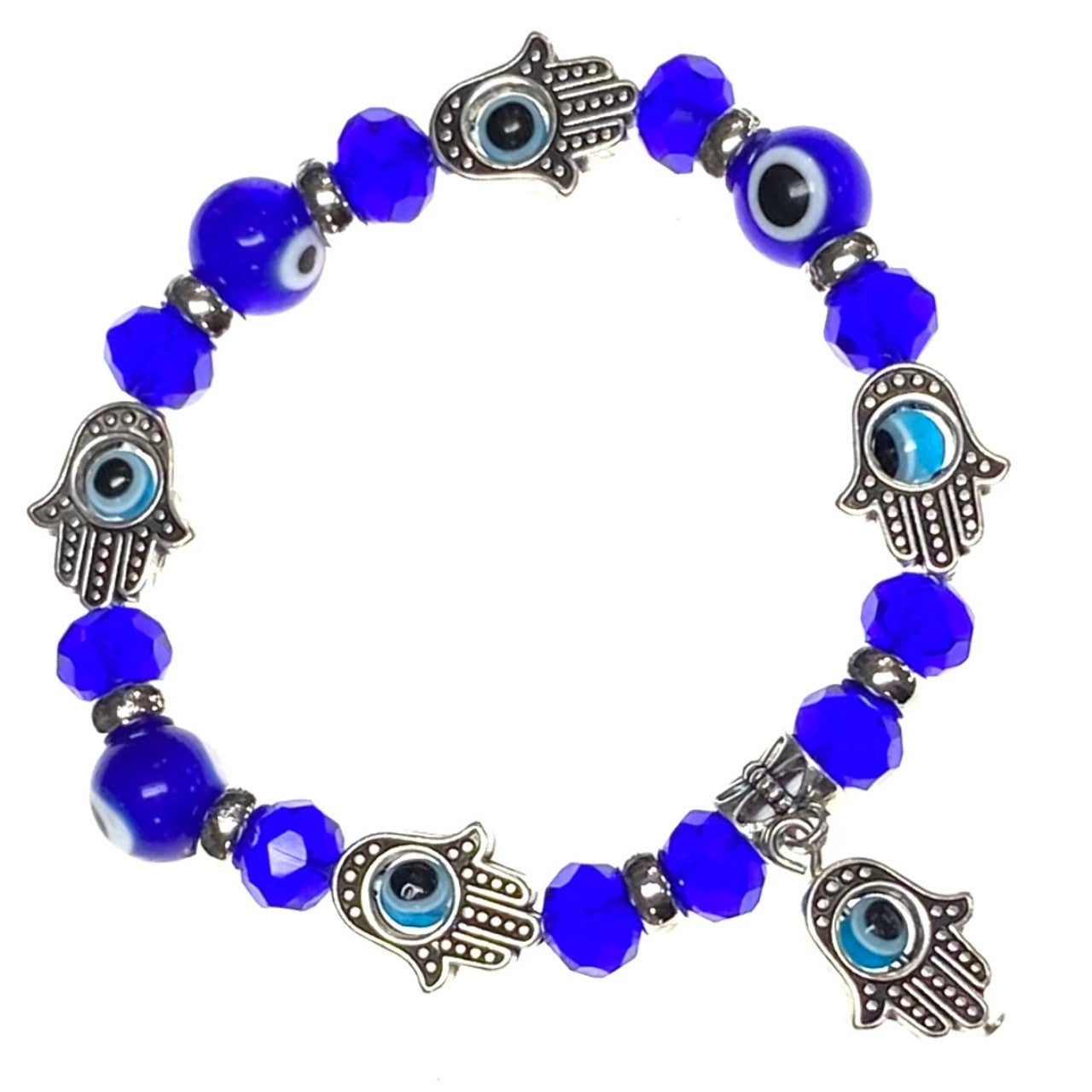 Evil Eye Bracelet - Glass Beads w/ Hand of Fatima Charm