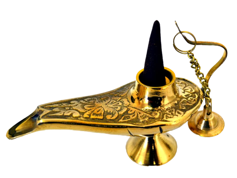 Brass Genie Lamp Incense Cone Burner - 5"