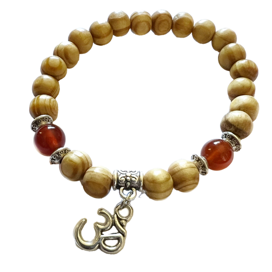 Wood bracelet with om charm