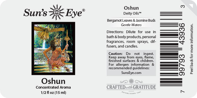 Sun's Eye Oshun concentrated aroma label with product details and branding.