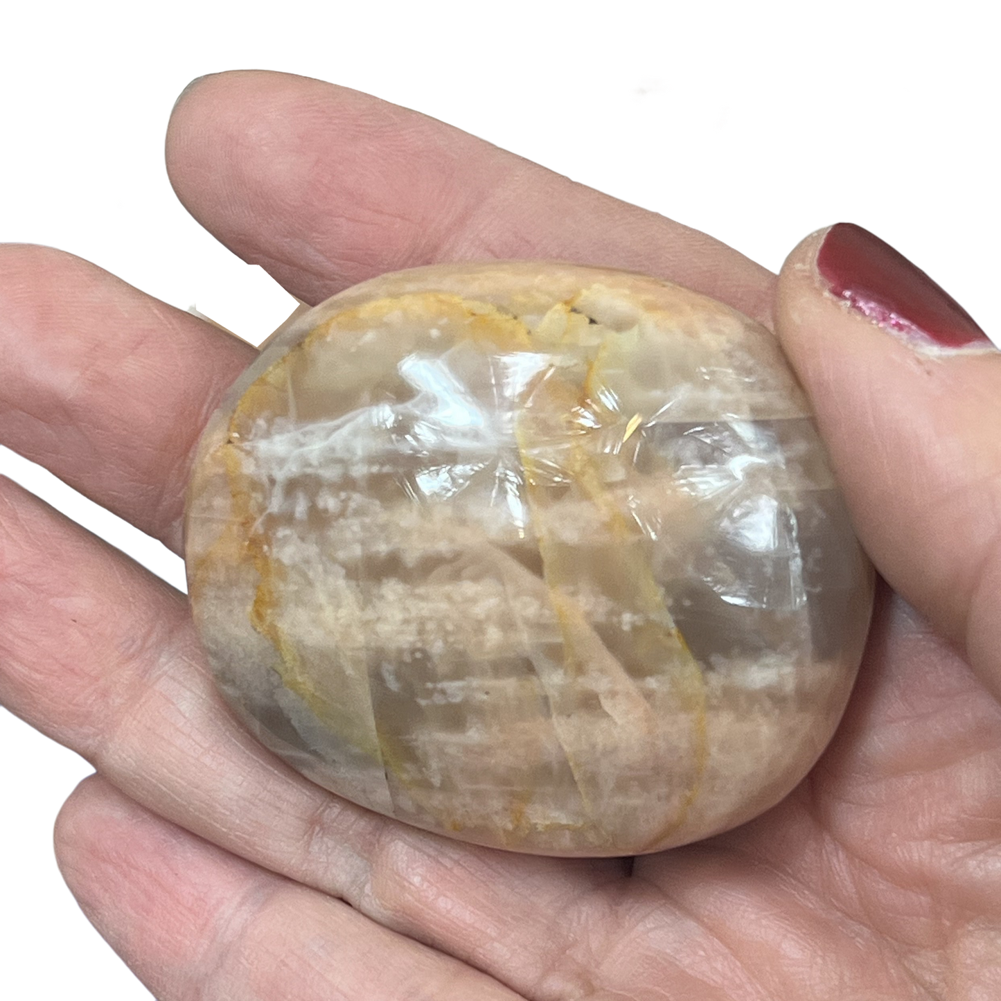 Peach Moonstone Palm Stone