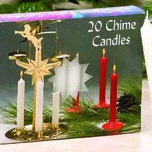 Box of 20 Chime Candles with decorative candles and a star on top.