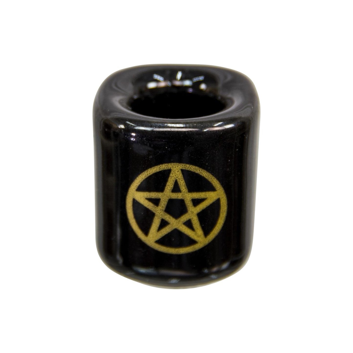 gold pentacle on black chime holder