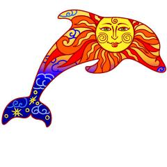 sun on dolphin iron-on patch