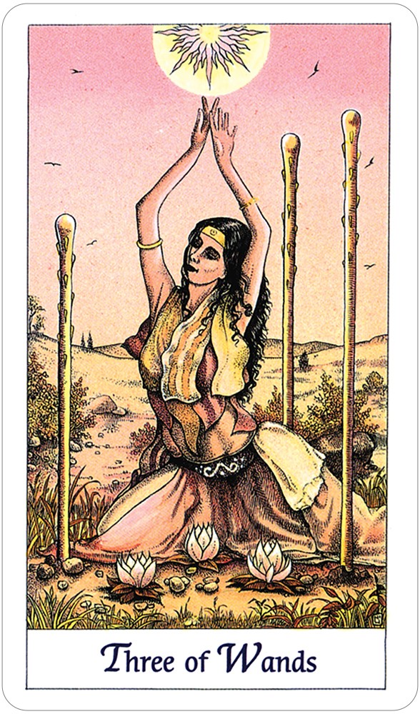 Three of Wands card