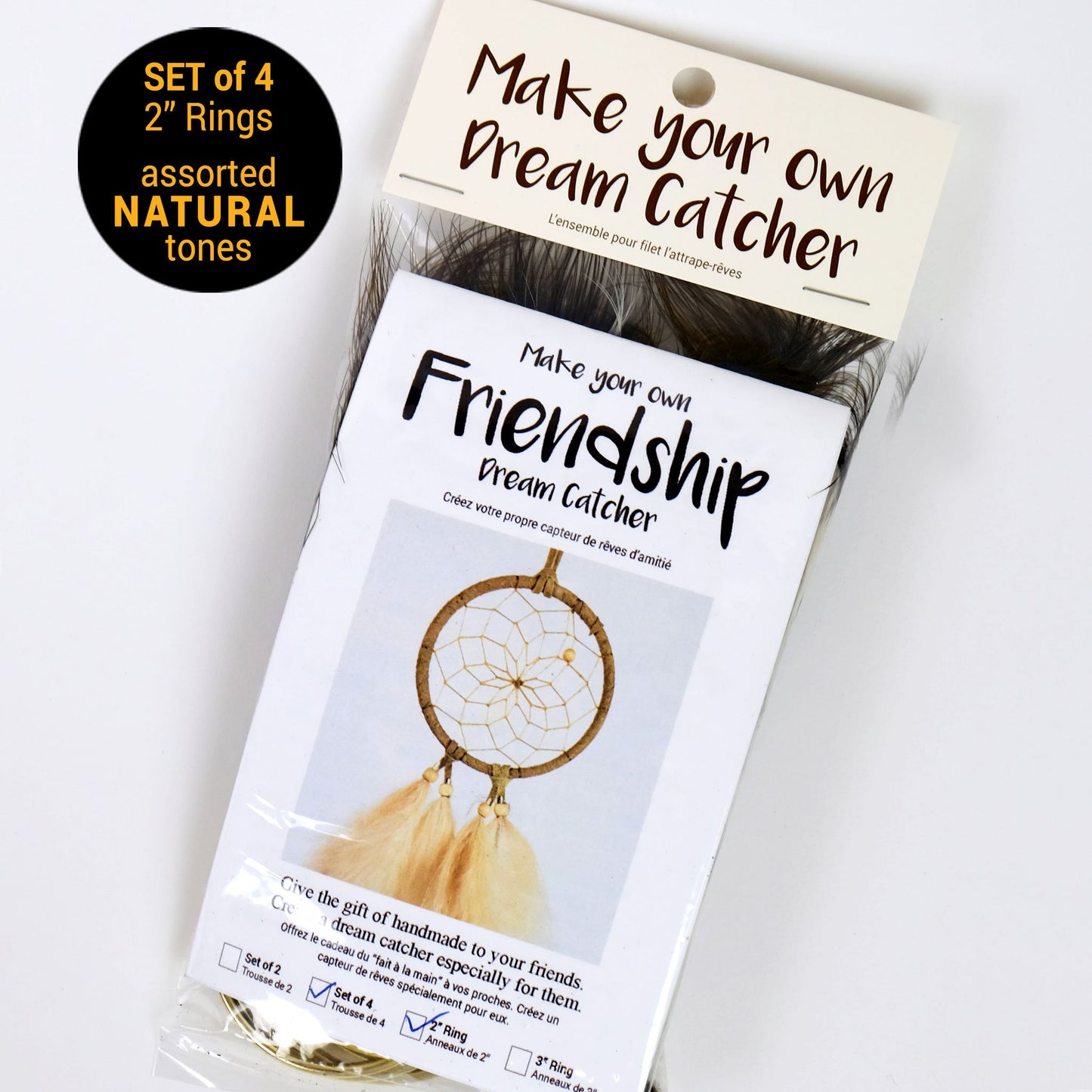 2" natural friendship diy dream catcher 4 rings
